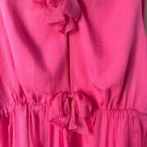 Milly Top Silk Chiffon Pink Bow Keyhole Blouse SZ12 Retro Paris Hilton Glam NWT - Picture 7 of 13